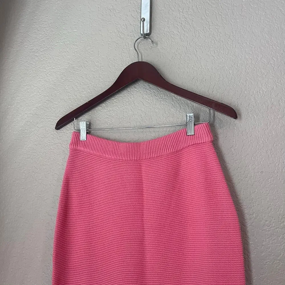Sabo Designed in Australia Knit Maxi Skirt Pink Waffle Knit Elastic Medium